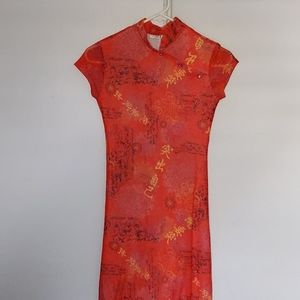 traditional red dress 100% polyester SIZE SML USED